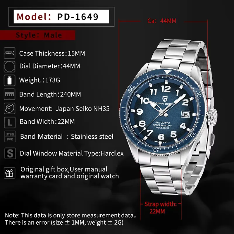 Pagani Design Autavia Blue Dial Men's Watch- PD-1649